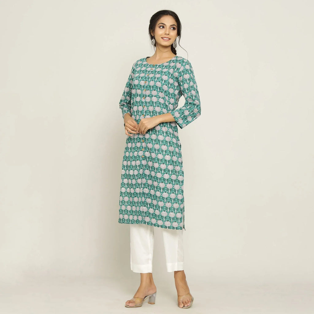 Rang Deep Green Kurta - SanskrutiHomes 