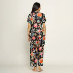 Black Cotton Printed Night Suit Set with Pajama - SanskrutiHomes 