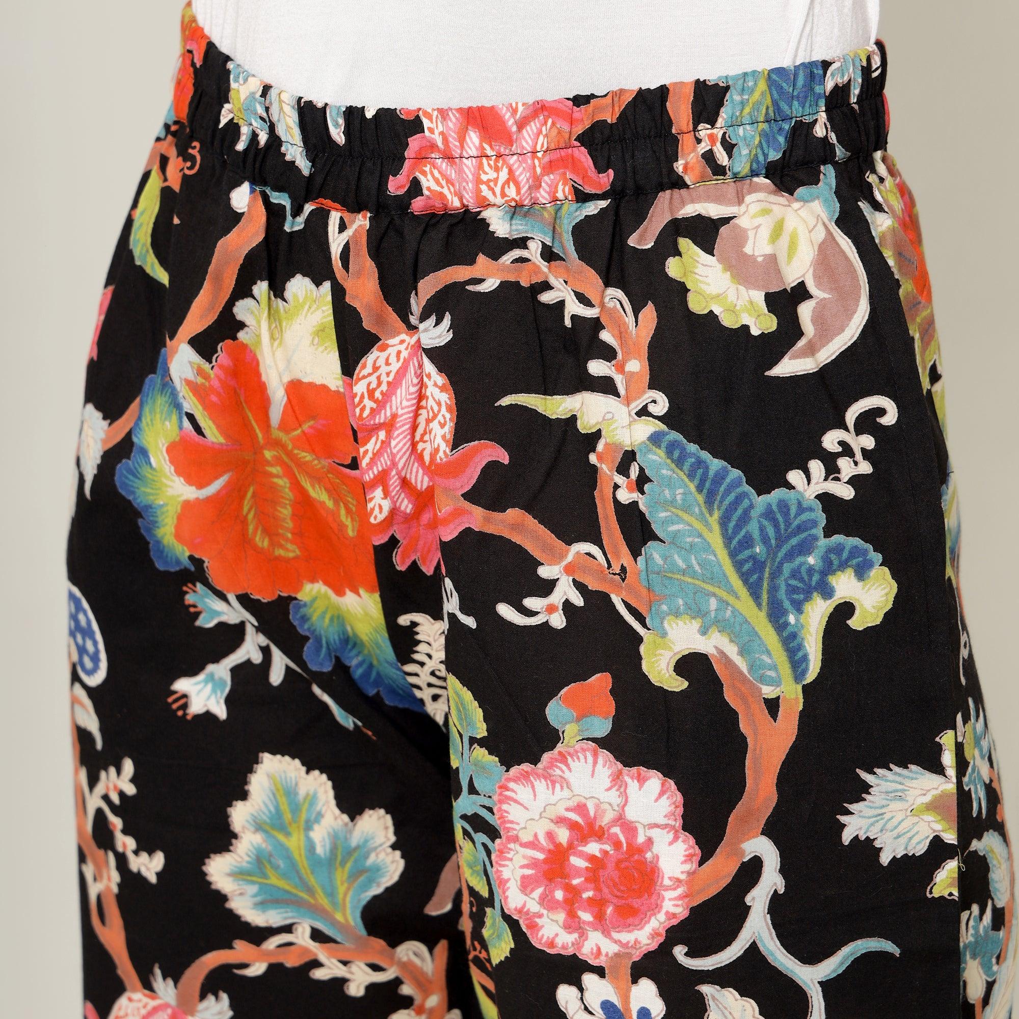 Black Cotton Printed Night Suit Set with Pajama - SanskrutiHomes 