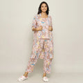 Paisley Cotton Printed 3 peice Night Suit Set - SanskrutiHomes 
