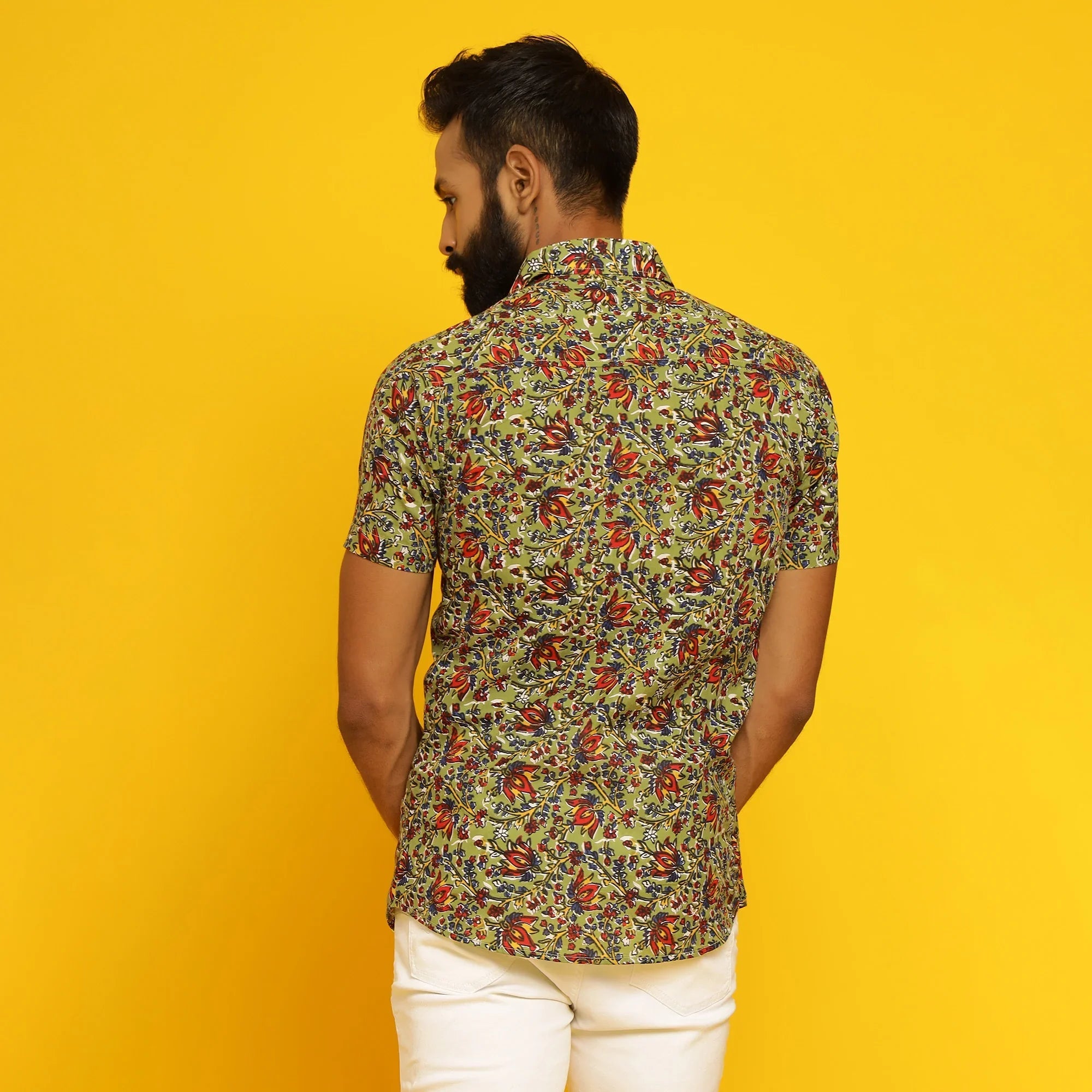 Sanskruti homes Green Buti printed Shirt - SanskrutiHomes 