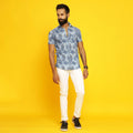 Sanskruti Homes Light Blue Cotton Printed Shirt - SanskrutiHomes 