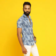 Sanskruti Homes Light Blue Cotton Printed Shirt - SanskrutiHomes 