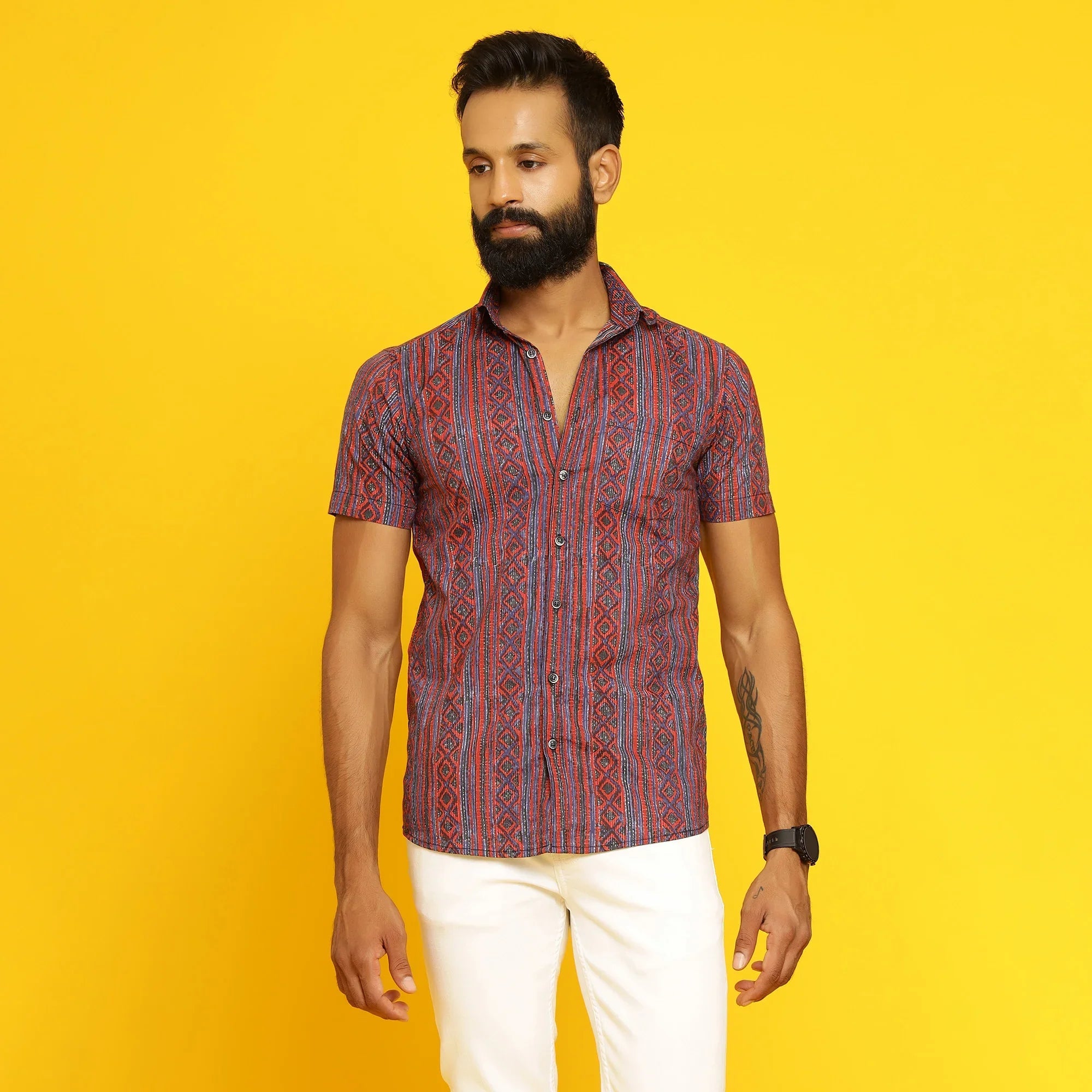 Sanskruti Homes Multi-colored Cotton Printed Shirt - SanskrutiHomes 