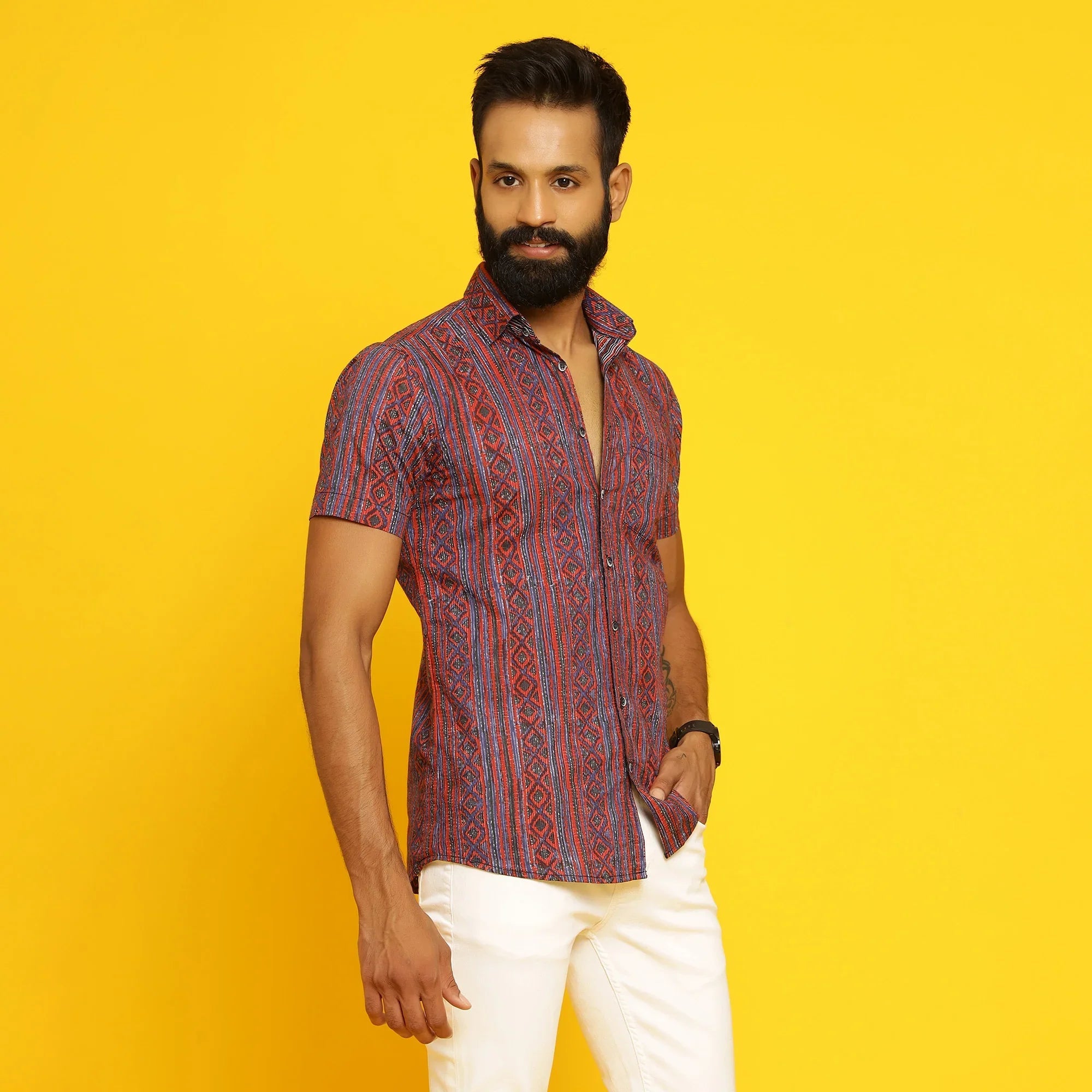 Sanskruti Homes Multi-colored Cotton Printed Shirt - SanskrutiHomes 