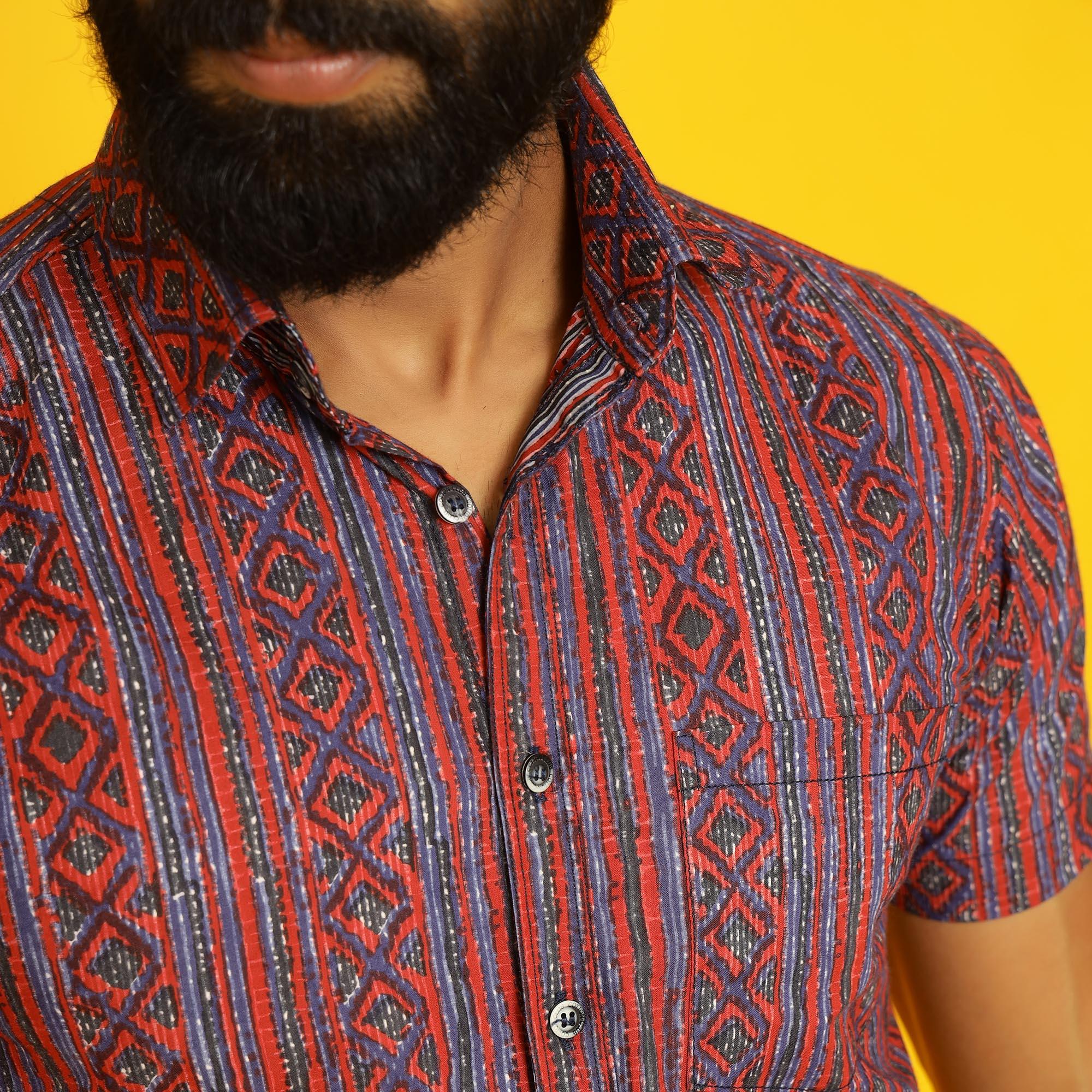 Sanskruti Homes Multi-colored Cotton Printed Shirt - SanskrutiHomes 