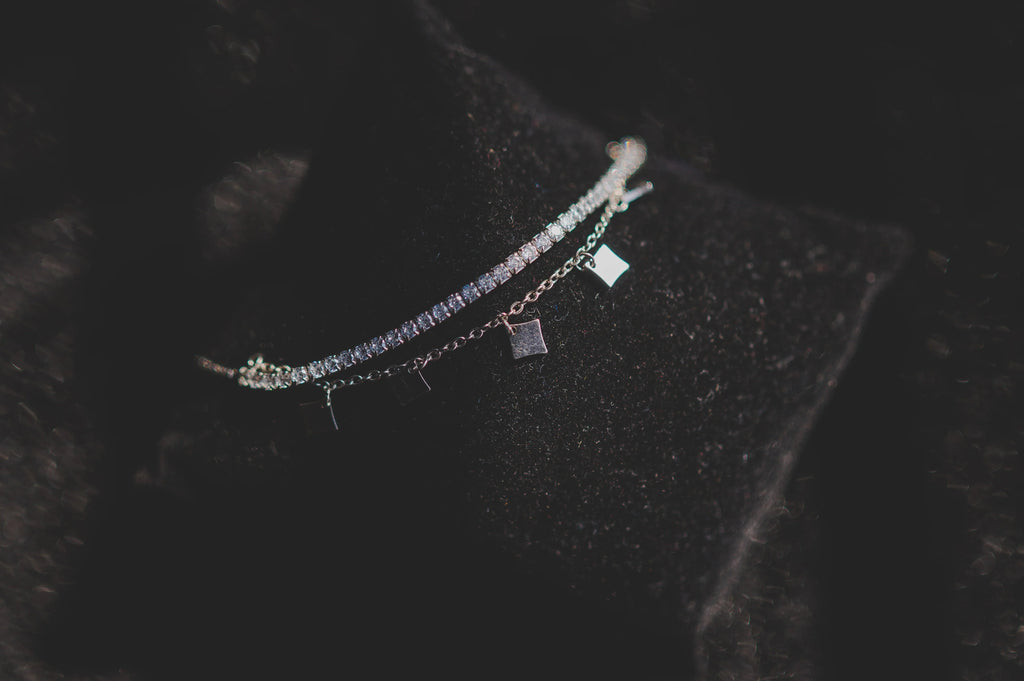 Tennis Bracelet Attached with Square Charms - SanskrutiHomes 