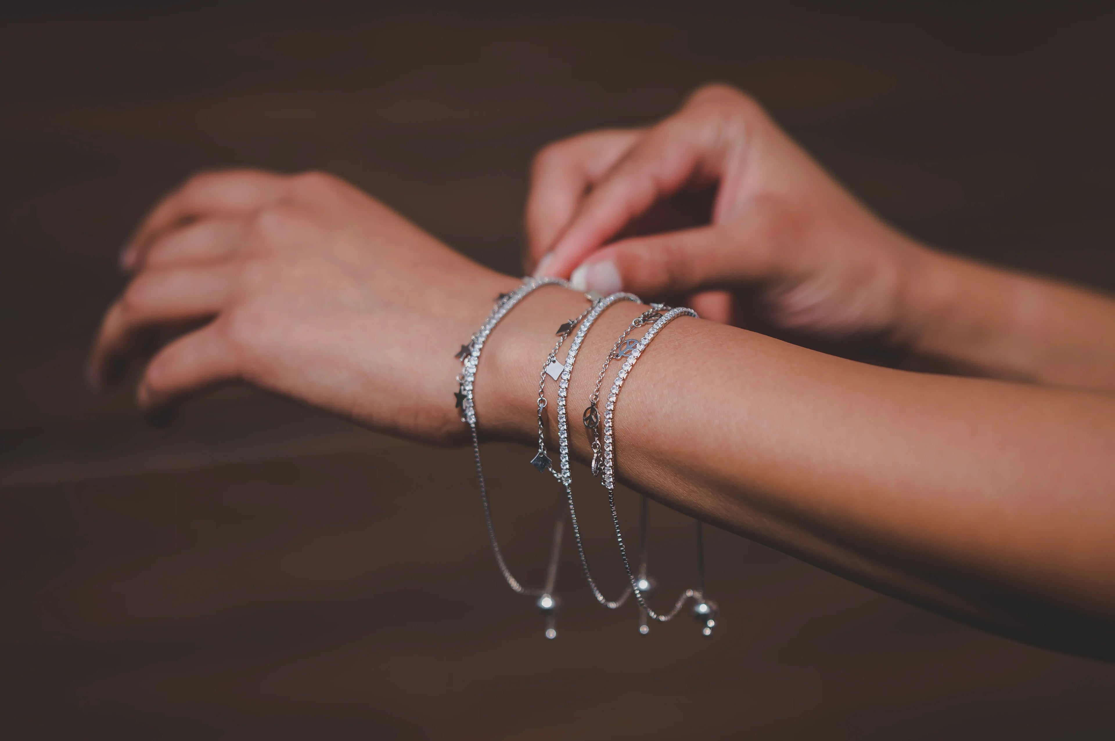 Tennis Bracelet Attached with Peace Charms - SanskrutiHomes 