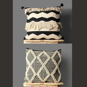 Hand-weaved Black Ruffle Cotton Rug with zari work - SanskrutiHomes 