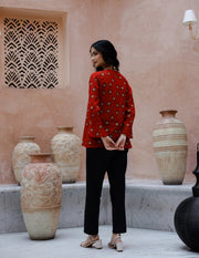 Red Cotton Coord Set For Women