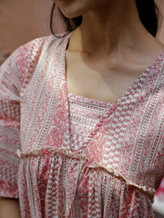 Pink Cotton Kurta Set For Women