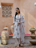 Set of 3 Floral Printed Cotton Kurta Set - SanskrutiHomes 
