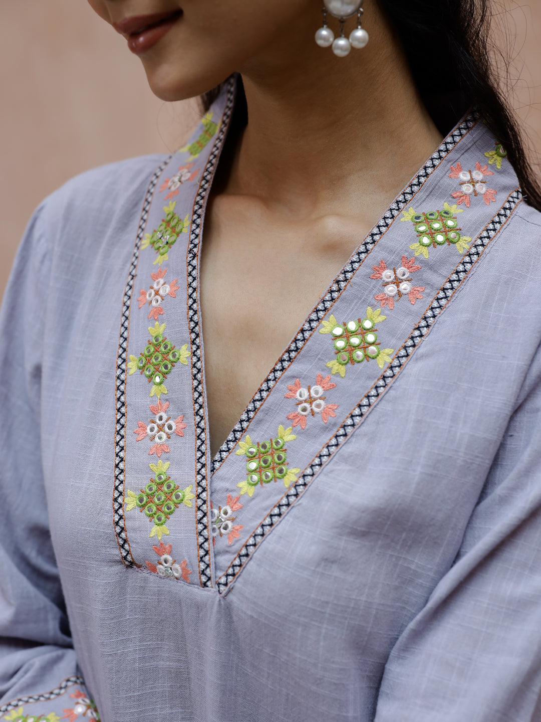 Solid Print Cotton Kurta Set For Women