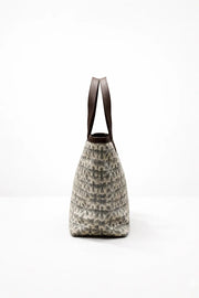 Multi Geometric Print with Leather Handles Tote Bag For Women - SanskrutiHomes 