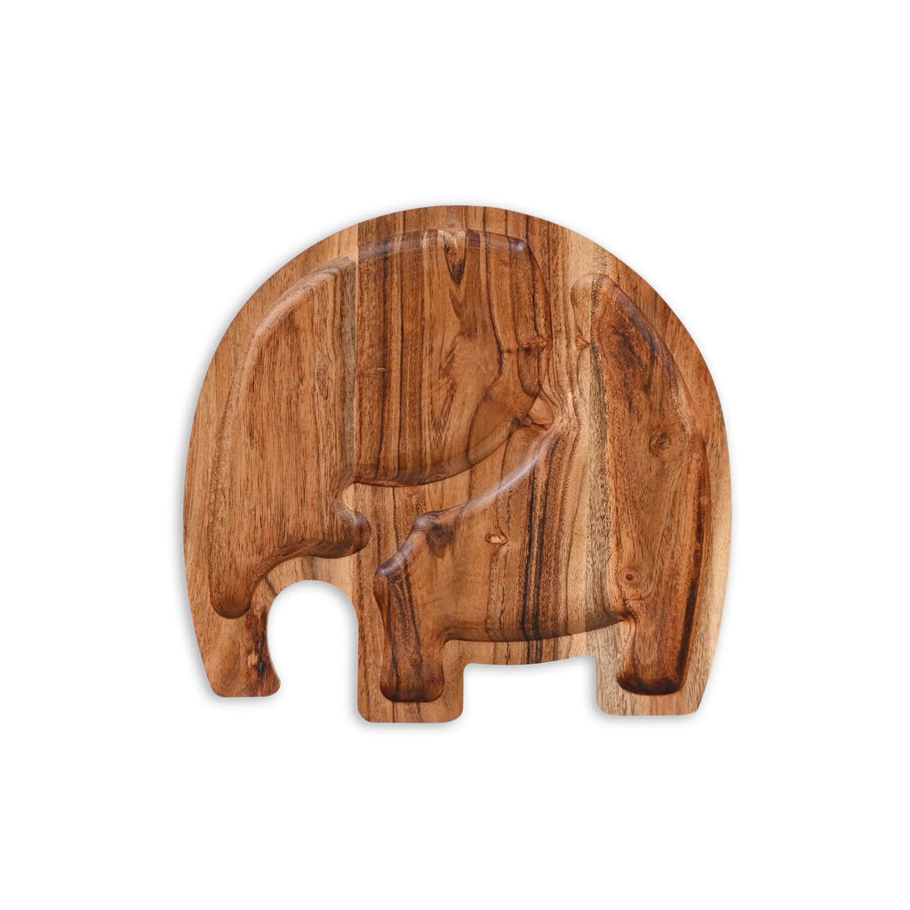 Acacia Wood Elephant-Shaped Serving Tray - SanskrutiHomes 