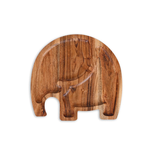 Acacia Wood Elephant-Shaped Serving Tray - SanskrutiHomes 