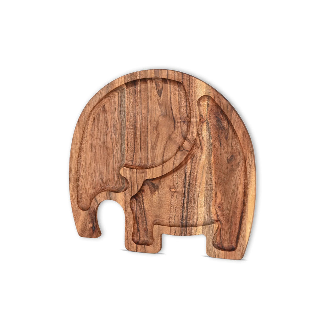 Acacia Wood Elephant-Shaped Serving Tray - SanskrutiHomes 