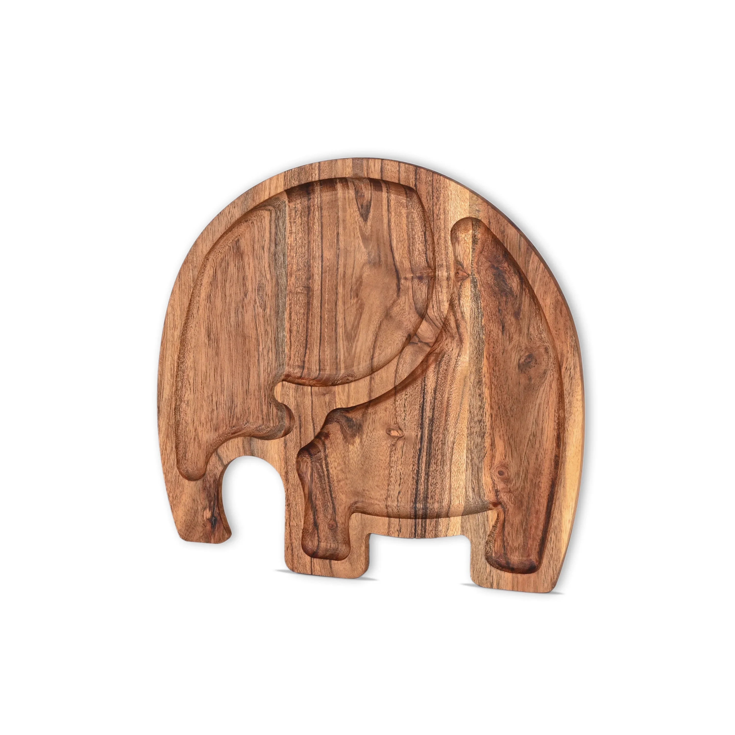 Acacia Wood Elephant-Shaped Serving Tray - SanskrutiHomes 