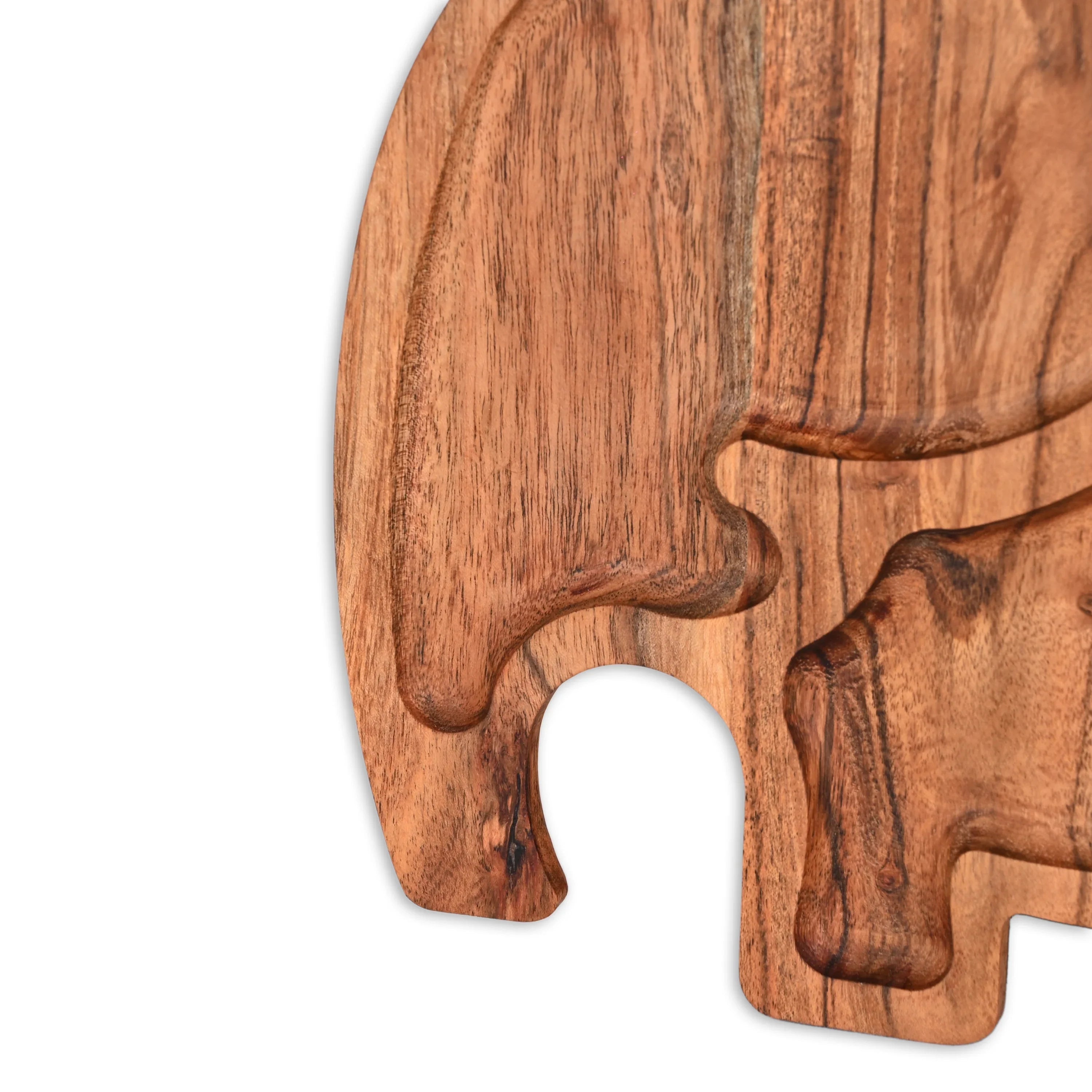 Acacia Wood Elephant-Shaped Serving Tray - SanskrutiHomes 