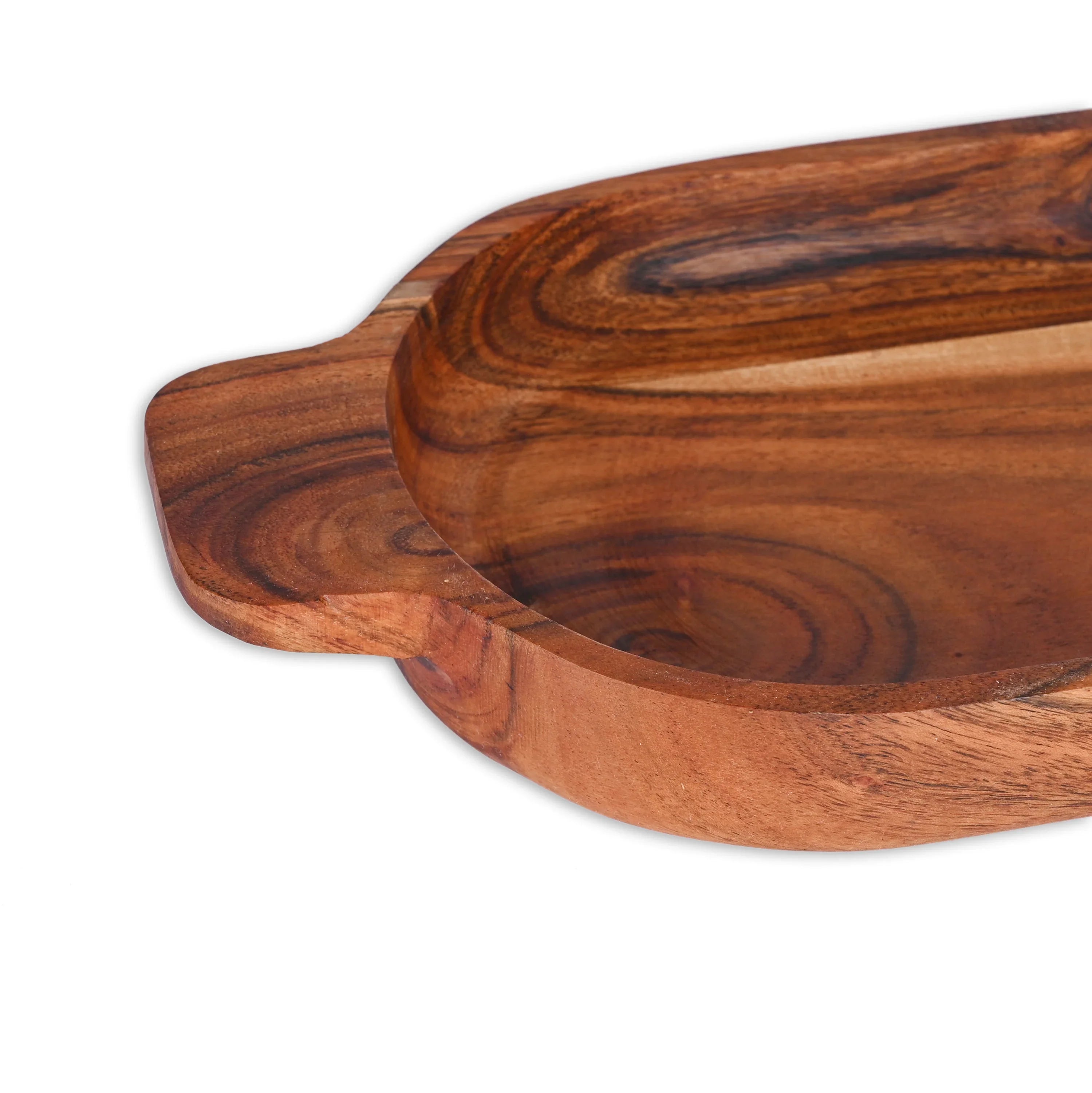 Acacia Wood Divided Serving Tray - SanskrutiHomes 