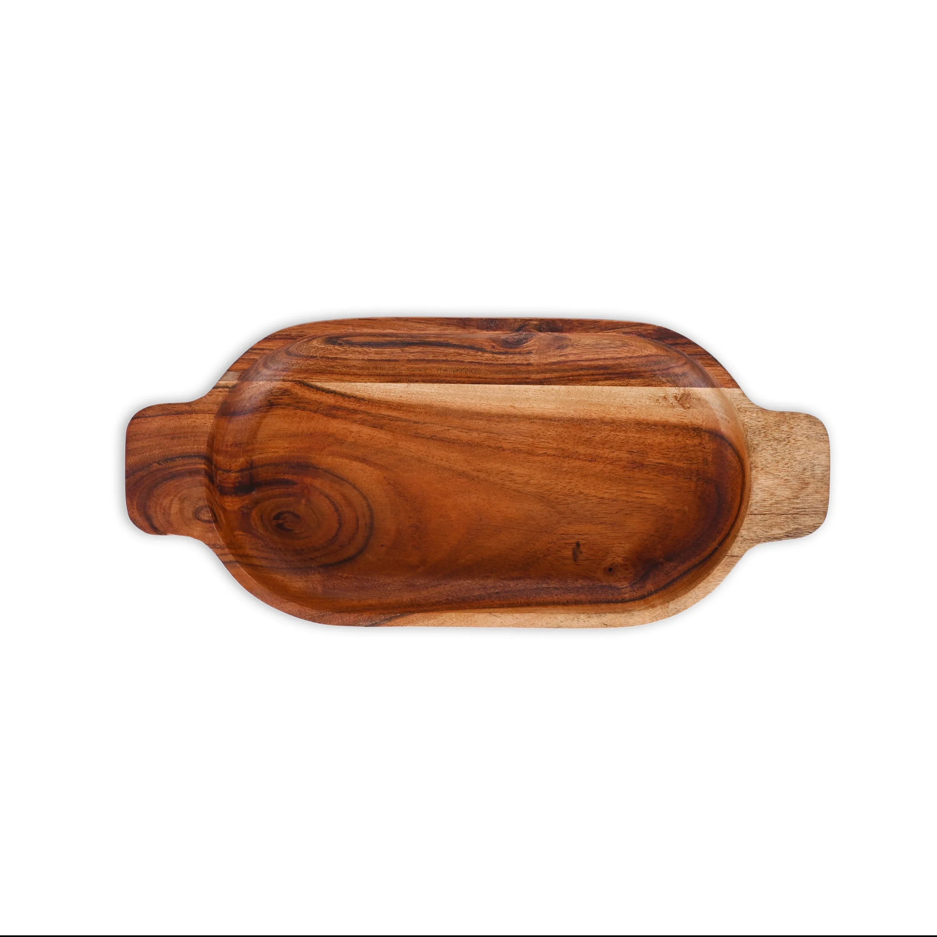 Acacia Wood Divided Serving Tray - SanskrutiHomes 