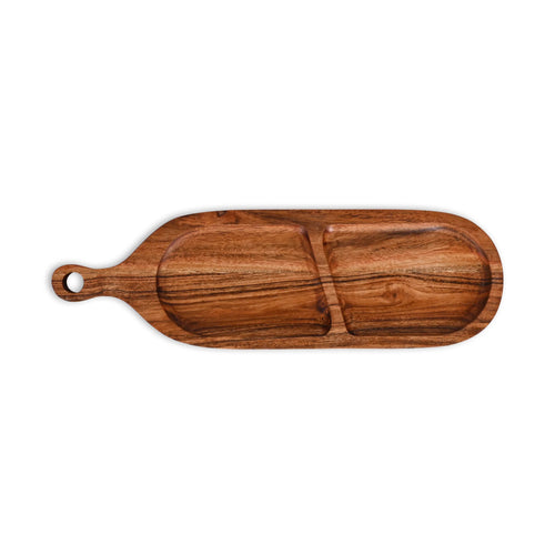 Acacia Wood Divided Paddle Serving Tray - SanskrutiHomes 