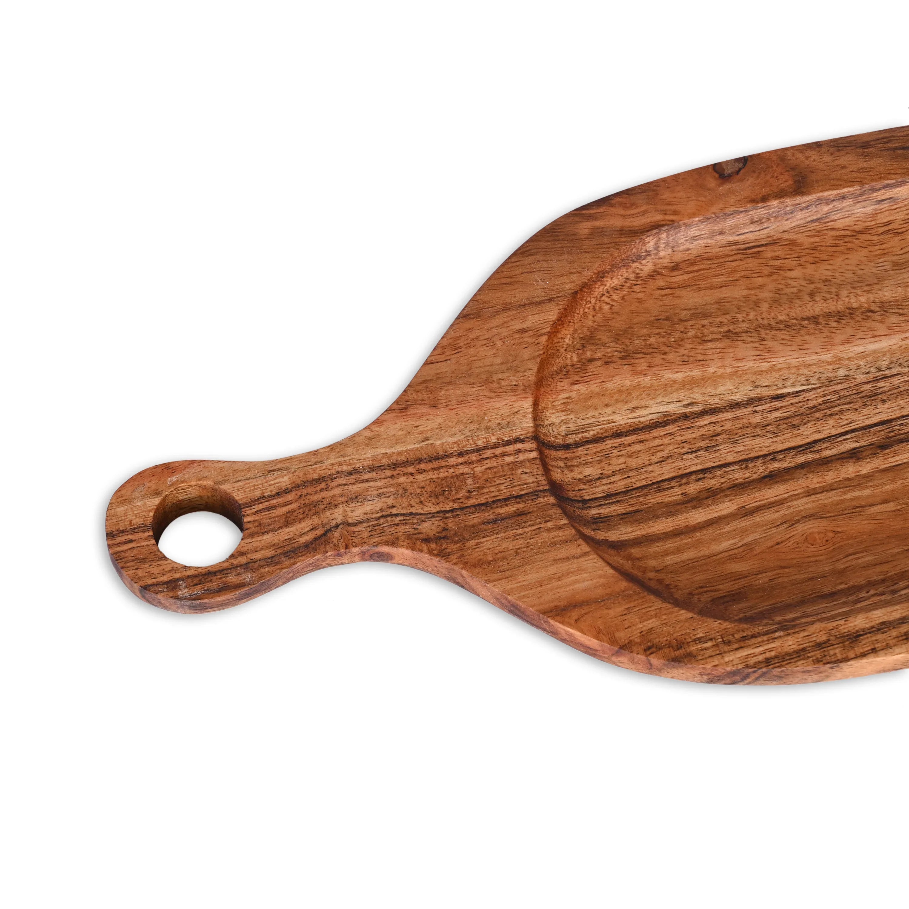 Acacia Wood Divided Paddle Serving Tray - SanskrutiHomes 