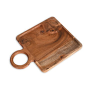 Acacia Wood Serving Board with Cup Holder and Handle - SanskrutiHomes 
