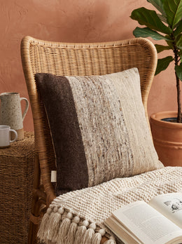 Brown Striped Square Wool Cushion Cover