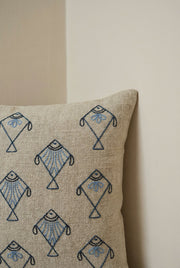 White Squared Abstract Print Cotton Cushion Cover