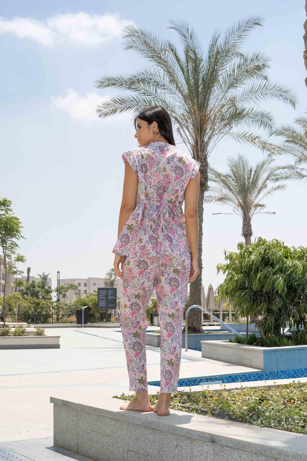 Floral Printed Co-ord Night Suit Set - SanskrutiHomes 