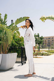 Off White Solid Co-ord Set for Women - SanskrutiHomes 