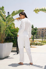 Off White Solid Co-ord Set for Women - SanskrutiHomes 