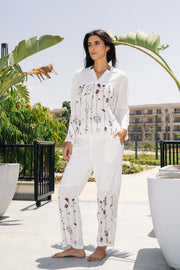 Off White Solid Co-ord Set for Women - SanskrutiHomes 