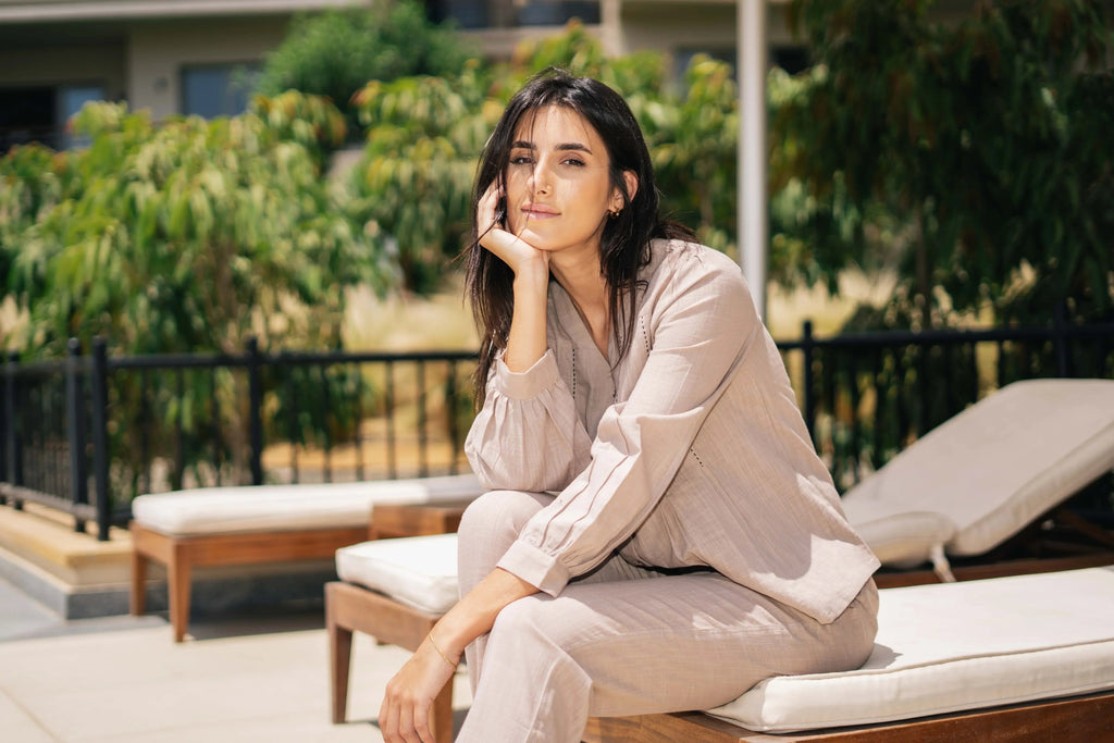 Brown solid cotton loungewear set - SanskrutiHomes 