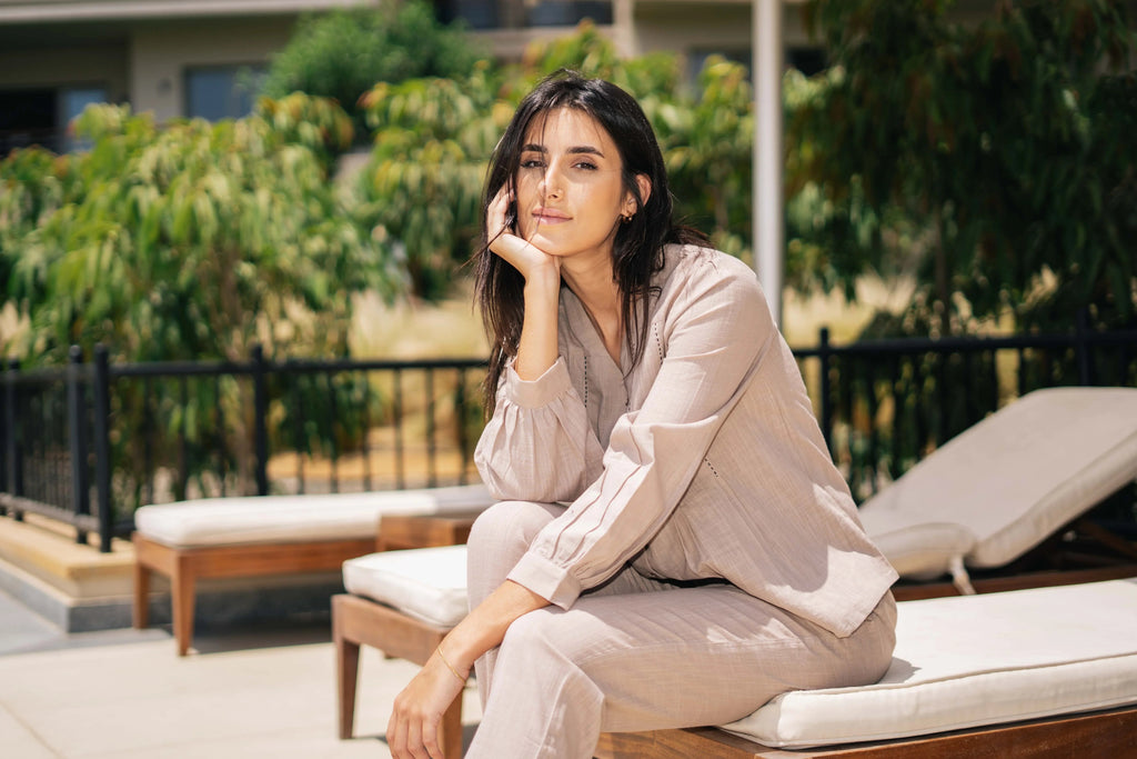 Brown solid cotton loungewear set - SanskrutiHomes 