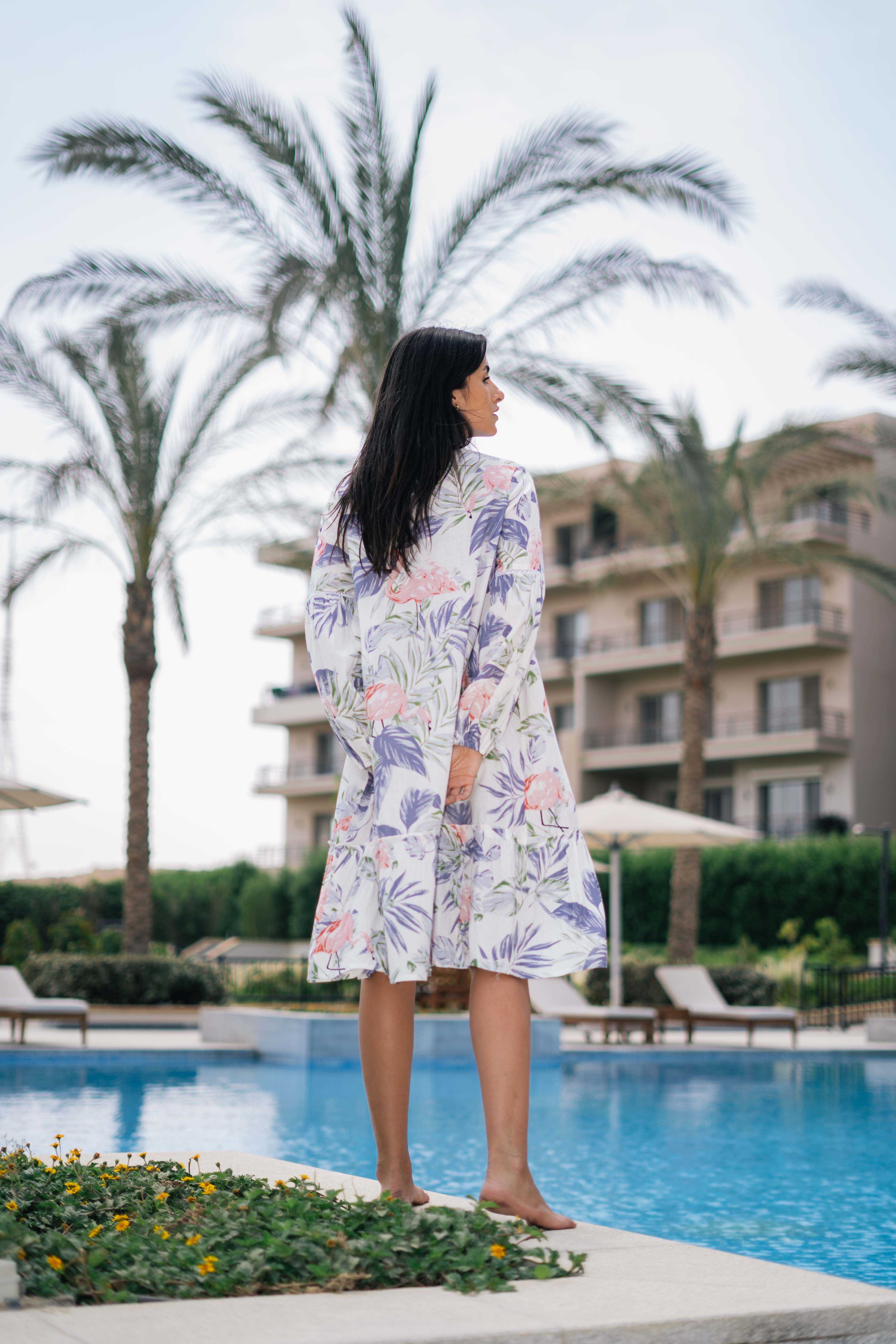 Floral Printed Cotton Dress for Women - SanskrutiHomes 