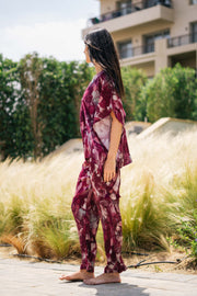 Floral Printed V-Neck Co-ords Set for Women - SanskrutiHomes 