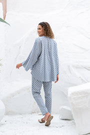 Blue Printed Cotton Night Suit Set