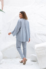 Blue Printed Cotton Night Suit Set - SanskrutiHomes 
