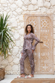 Grey Color Floral Printed Cotton Co-Ords Set