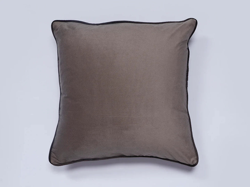 Grey Solid Print Velvet Cushion Cover - SanskrutiHomes 