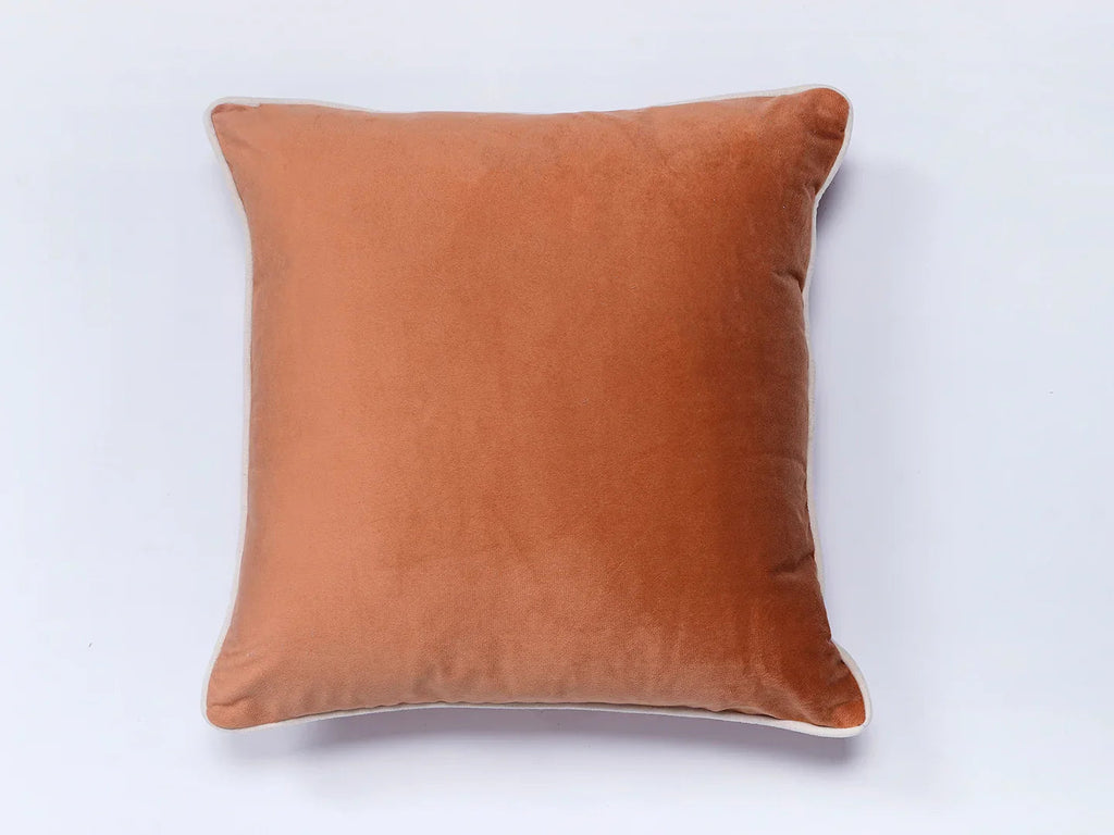 Peach Solid Print Velvet Cushion Cover - SanskrutiHomes 