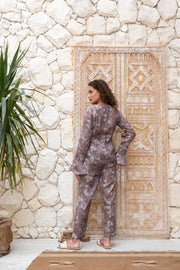 Grey Color Floral Printed Cotton Co-Ords Set