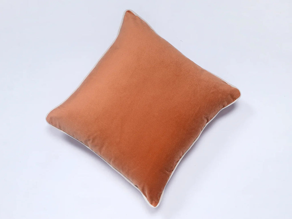 Peach Solid Print Velvet Cushion Cover - SanskrutiHomes 