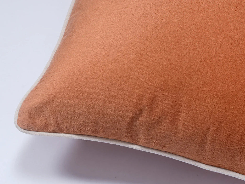 Peach Solid Print Velvet Cushion Cover - SanskrutiHomes 