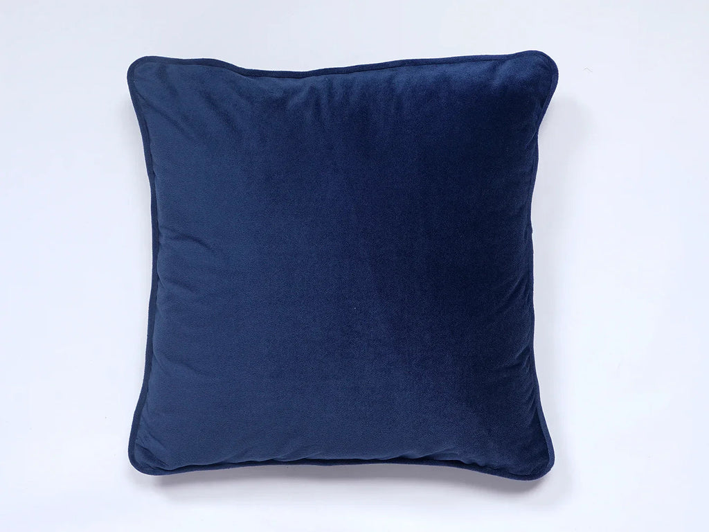 Blue Solid Print Velvet Cushion Cover - SanskrutiHomes 