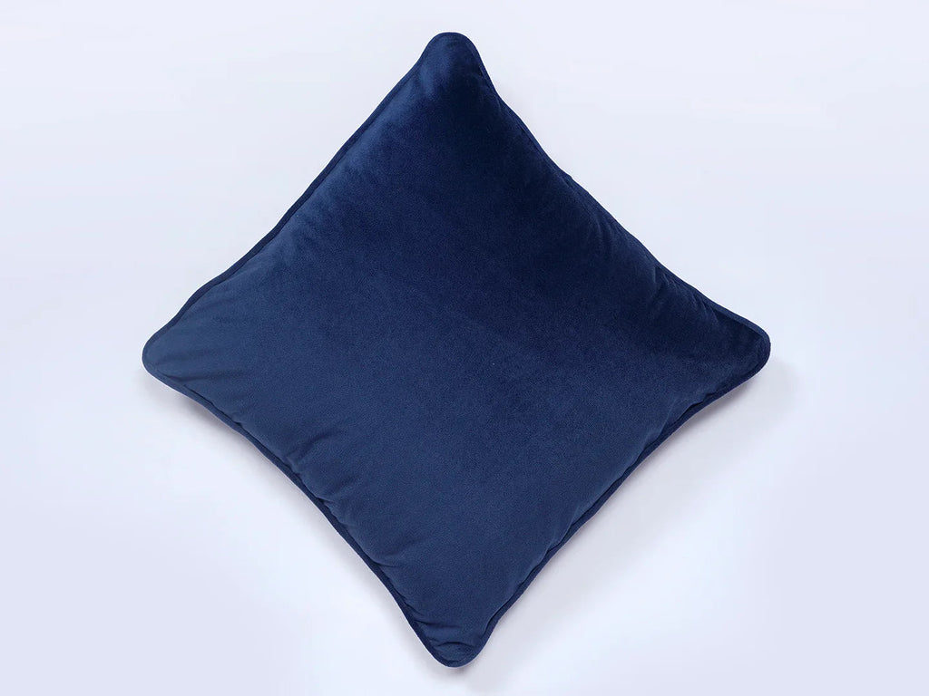 Blue Solid Print Velvet Cushion Cover - SanskrutiHomes 