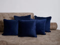 Blue Solid Print Velvet Cushion Cover - SanskrutiHomes 