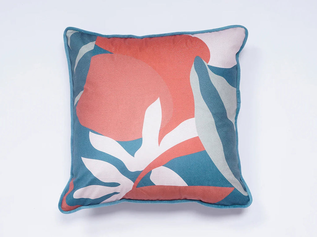Velvet Floral Design Printed Cushion Cover - SanskrutiHomes 